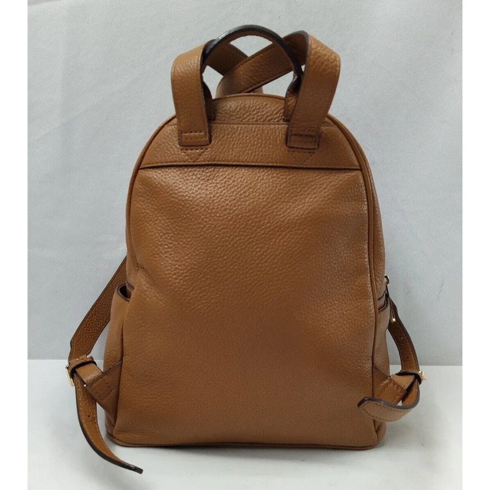 Michael Kors Tan Brown Pebbled Leather Pocket Zip Around Backpack
